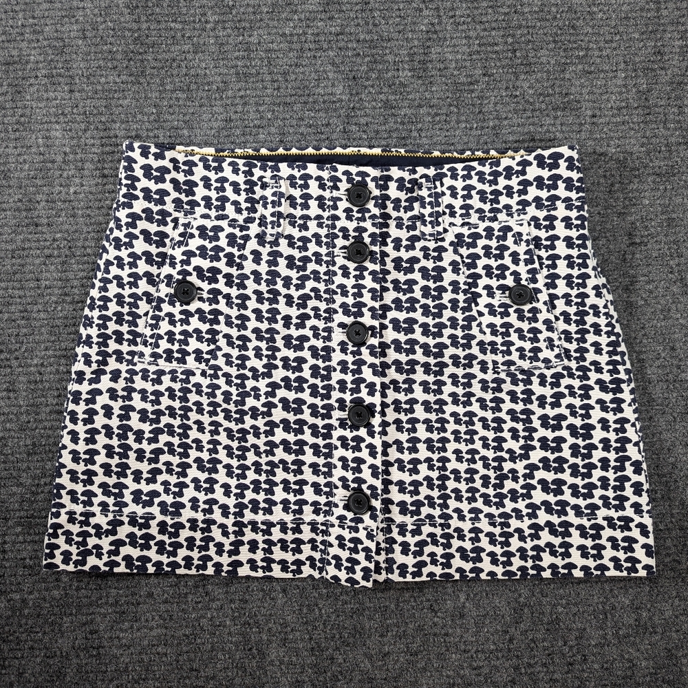 J Crew Mushroom Navy Mini Skirt Size 6, Festival, Retro, Whimsy, Coachella